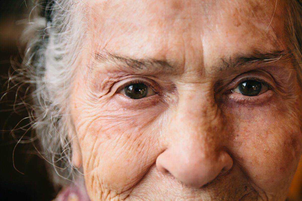 Senior woman portrait shoot, close up of eyes, nose
